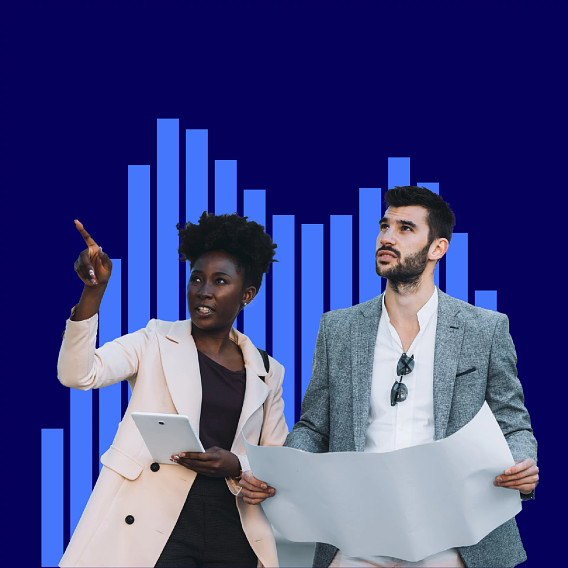 Two people looking at map